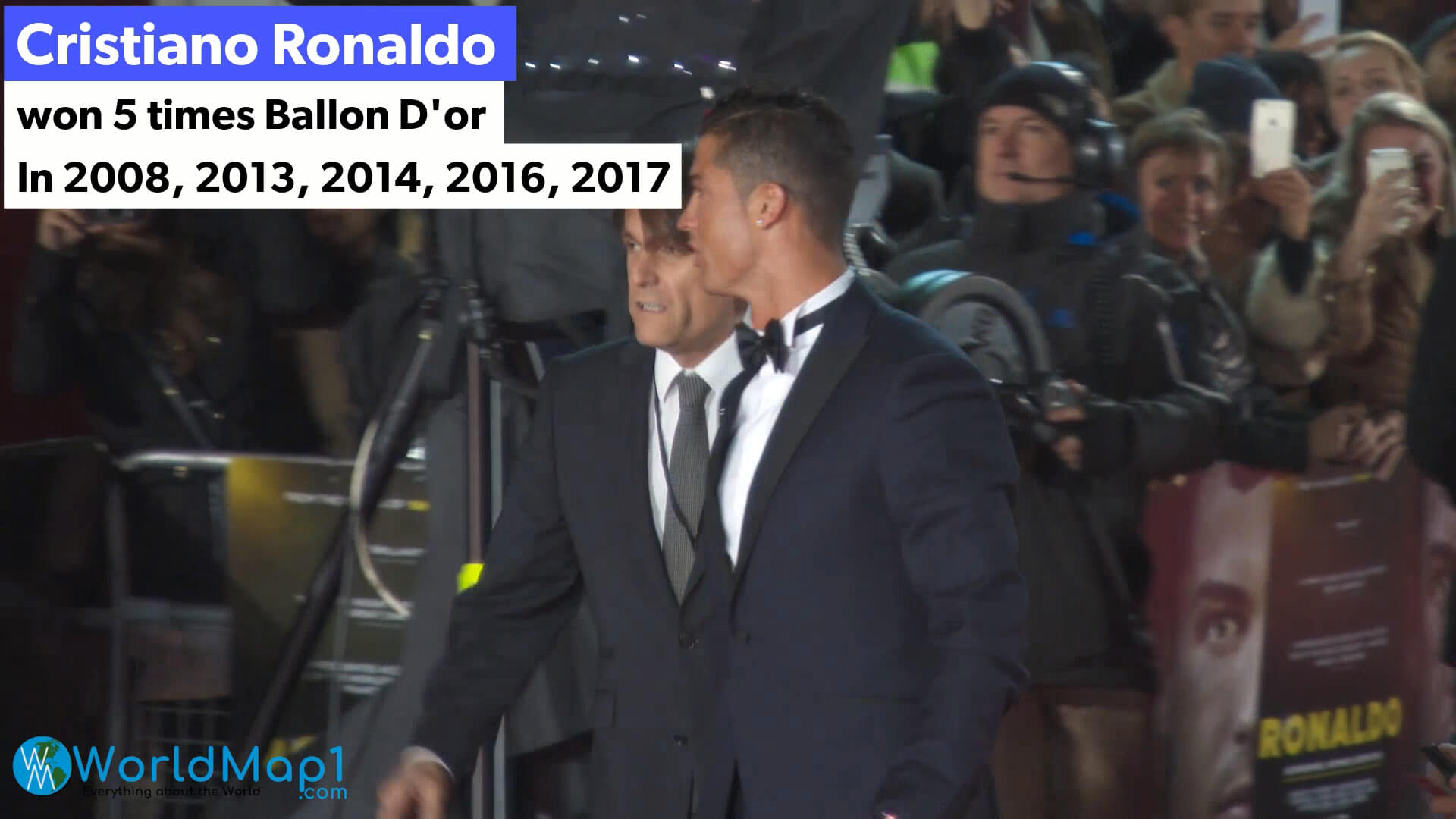 Cristiano Ronaldo remporte 5 fois le Ballon d'or de la FIFA